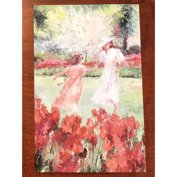 4"x6" Postcard Print GIRLS IN GARDEN Henrietta Milan Texas Impressionist Painter - Picture 1 of 2